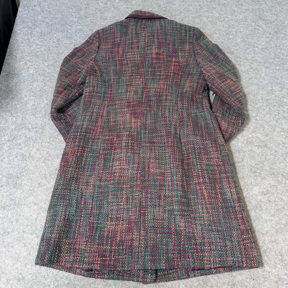Apostrophe Trench Pea Coat Womens Multicolor Woven Tweed Double Breasted Size 12 - Picture 12 of 15